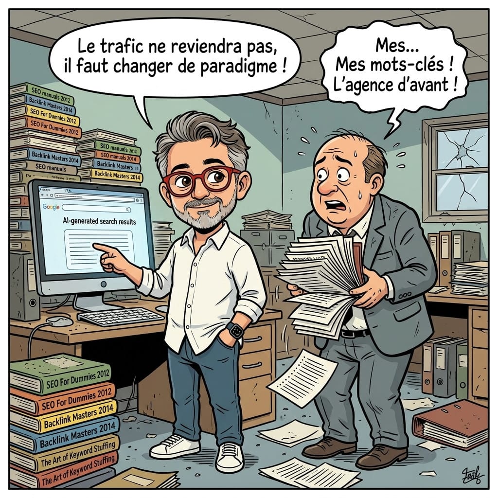 Deux hommes discutent dans un bureau désordonné