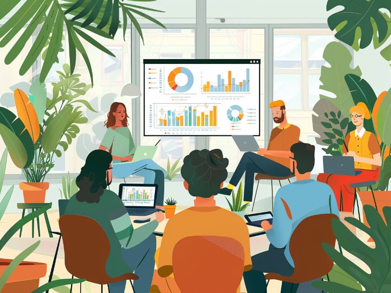 Réunion professionnelle avec présentation de données. le marketing de croissance